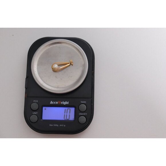 Handmade Ladies Unmarked 14K Yellow Gold Wire Caged Ocean Pearl Pendant Vintage - Picture 6 of 8